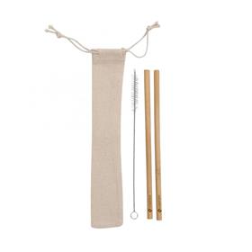 Kit com 2 canudos de Bambu e Escova de Limpreza - KN11