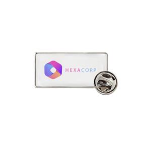 Pin Chapinha de Metal Retangular Resinado Prata 4x2cm - PI30