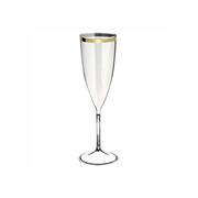 Taça Plástica para Champagnhe com borda dourada 170ml - TC29