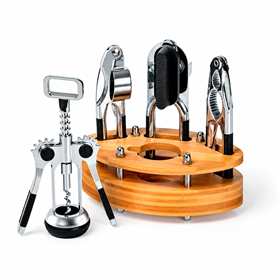 Kit de Utensílios com Base em Bambu - 5 Peças - PV166 SM